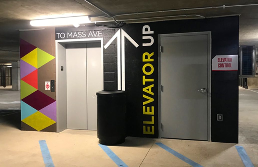 Penrose Wayfinding Elevator Lobby Custom Paint Parking Garage