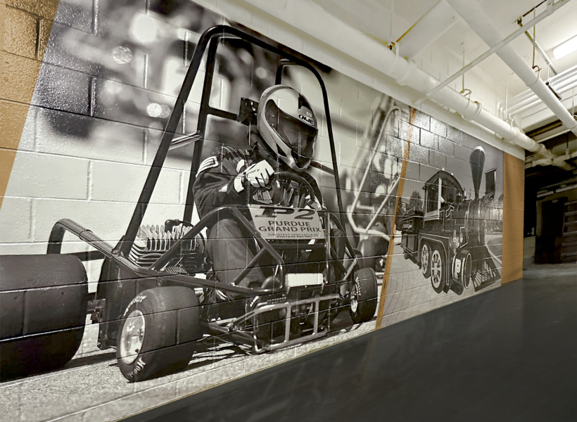 High-performance go-kart racing mural at Signworks workshop in Australia.