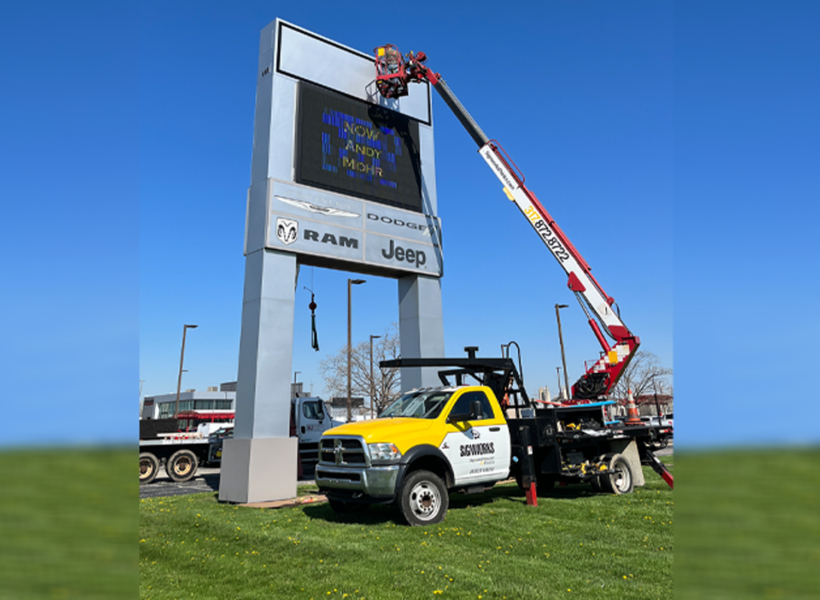 Large digital billboard installation for signage advertising services.