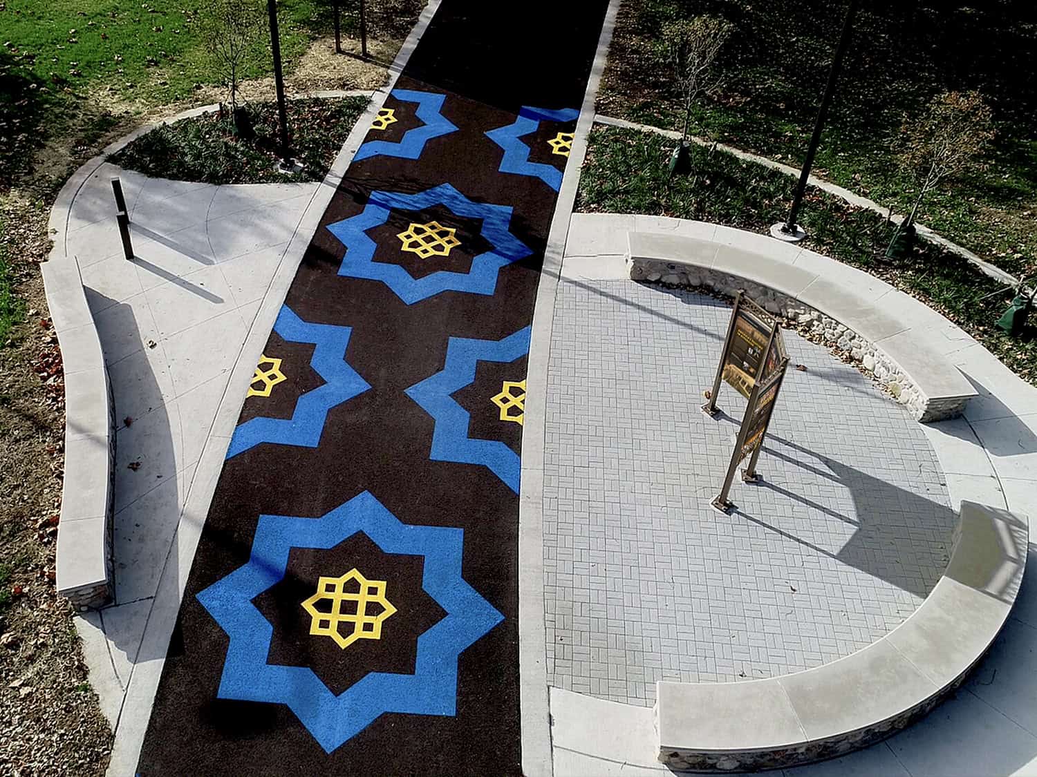 Aerial view of a walkway